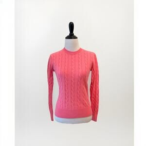 Brooks Brothers Cable Knit Sweater Women’s Size XS Supima Cotton Pink Pullover